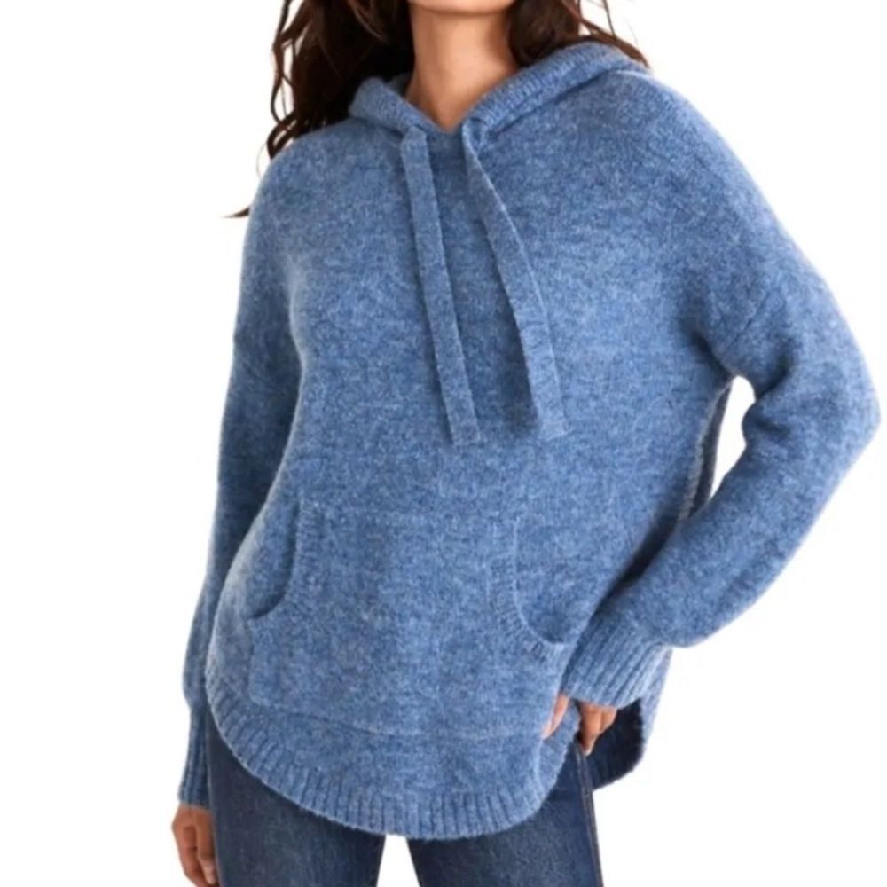 Madewell Sweater Wilmington Hoodie Blue Pullover Dropped Shoulder Size Medium